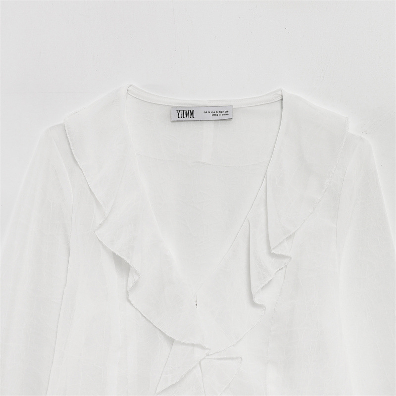 European And American Style Stylish Simple And Versatile Long Sleeve V-neck Shirt