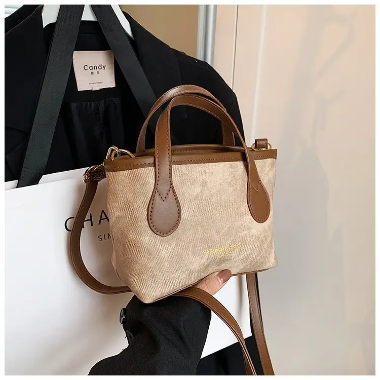 Retro Shoulder Bag Large Capacity Portable Bucket Bag