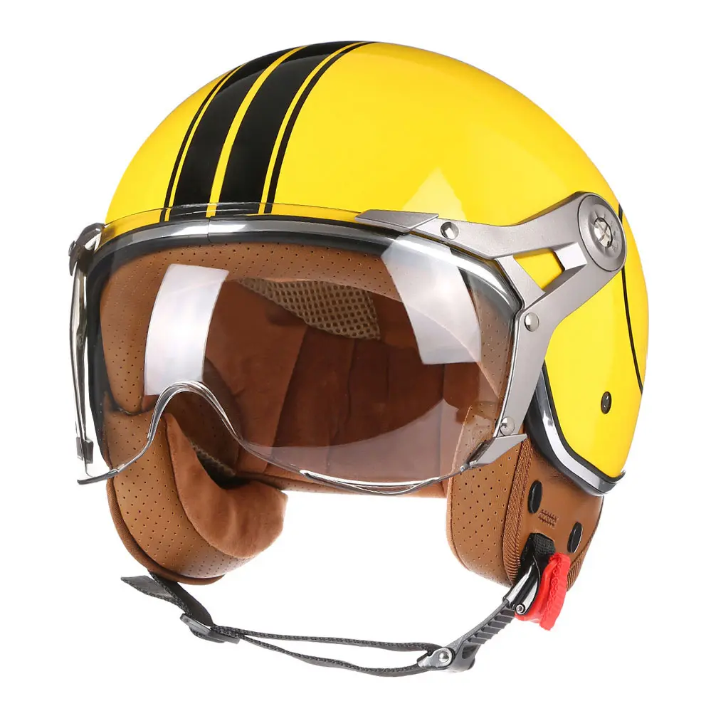 Women's Simple Printed Half-covered Electric Motorcycle Helmet