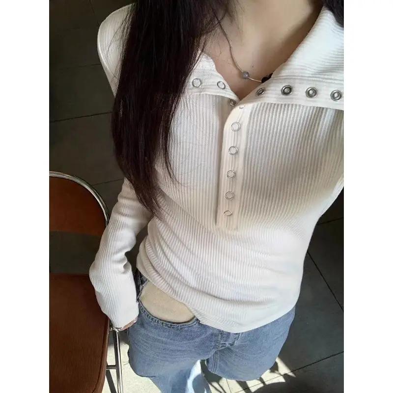 Slim Fit Long-sleeved T-shirt Inner Wear Outer Wear Knitted Top For Women