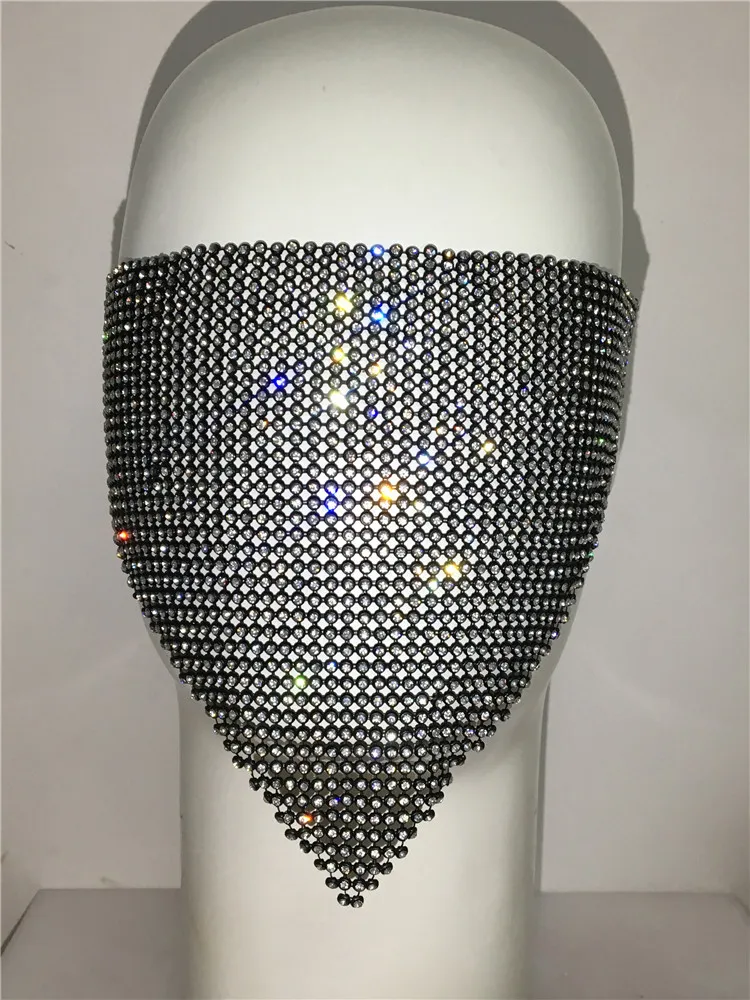 Personality Trend Accessories Rhinestone Mask - Black 050