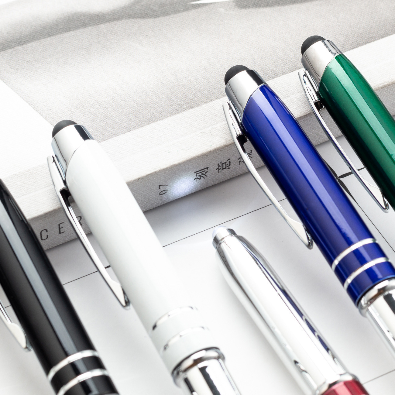 Multifunctional Metal Touch Screen Capacitive Stylus LED Light Office Ballpoint Pen - Image 1