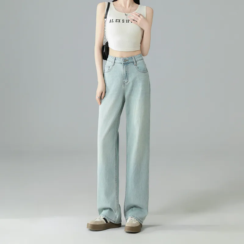 Mint Mambo Green Wide Leg Soft Jeans - Light Blue