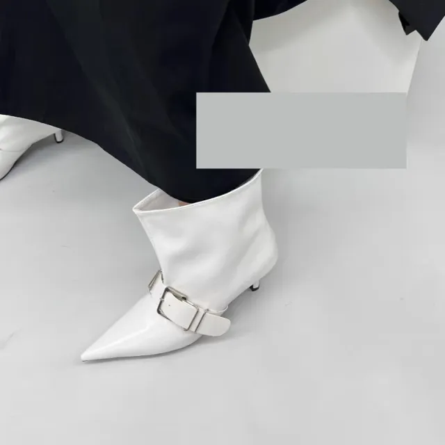 High Heel Pointed Ankle Boots Female Style White - Shop at LoveMi
