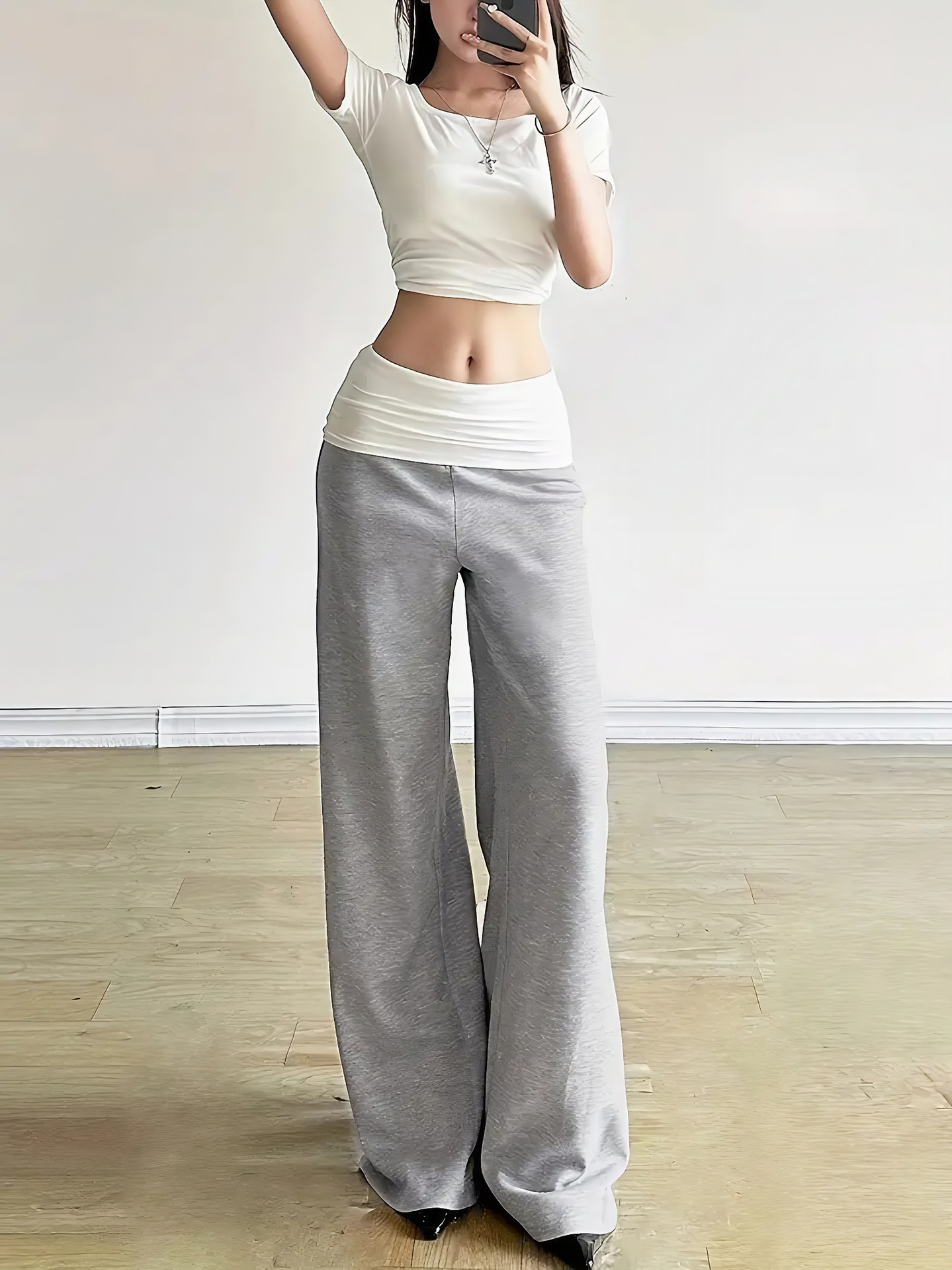 Light Gray Slimming Slightly Flared Versatile And Comfortable Casual Pants