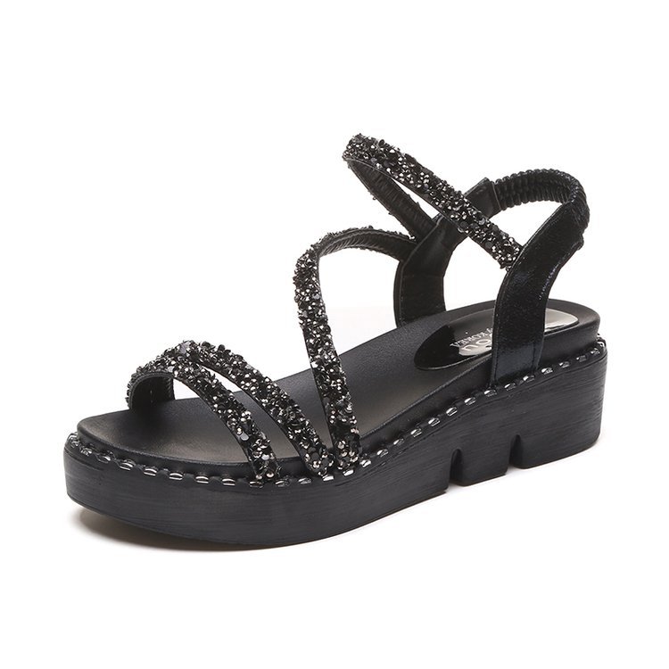 Bottom Sponge Cake Platform Non-slip Front And Rear Strap Roman Casual Women's Sandals