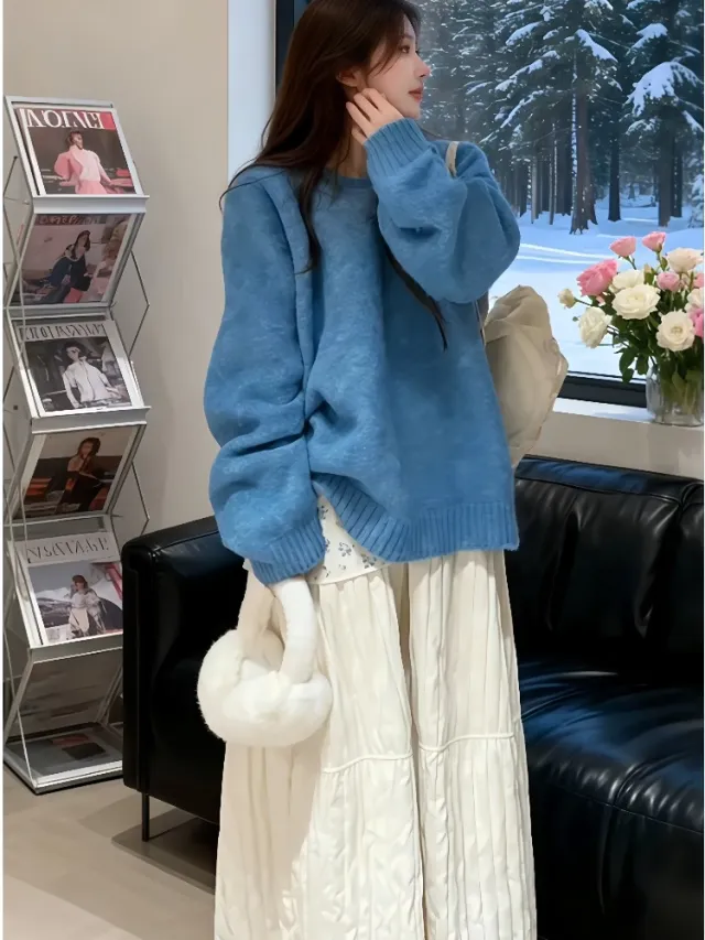Retro Korean Style Relaxed fit Sweater Sweater - Shop at LoveMi