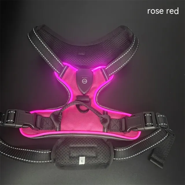 New LED Pet Luminous Night Walking Dog Car Accident Prevention Adjustable Flash Dogs And Cats Vest Rose Red - Shop at LoveMi