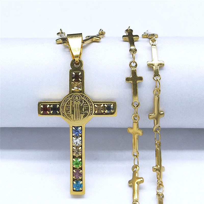 Cross Stainless Steel Gold Pendant Necklace