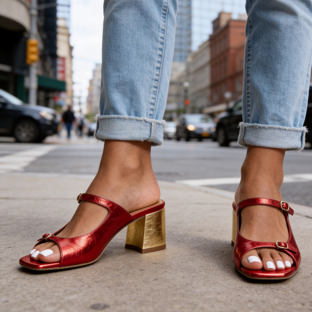 Square-Toe Chunky High Heels, picture 5 of 9