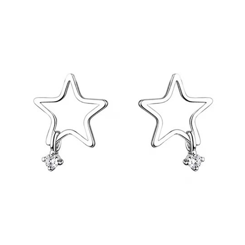 Silver Needle Five-pointed Star Simple Exquisite Petite Earrings