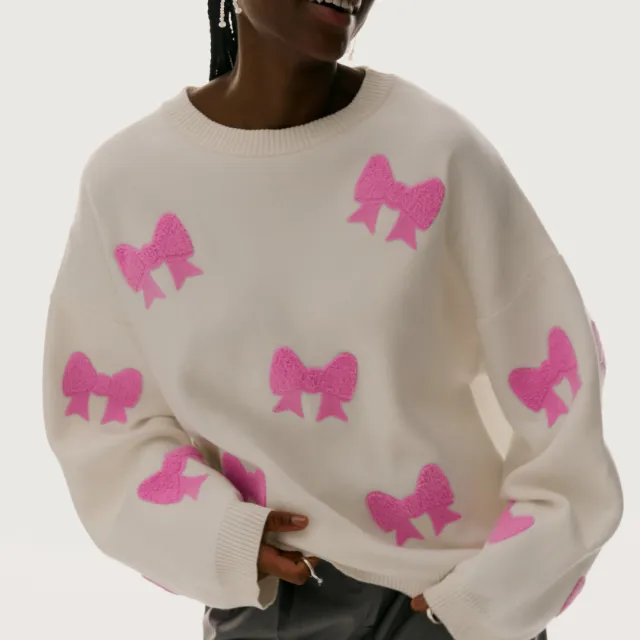 Fashion Love Embroidered Sweater For Women Fqt2206 Rose Red - Shop at LoveMi