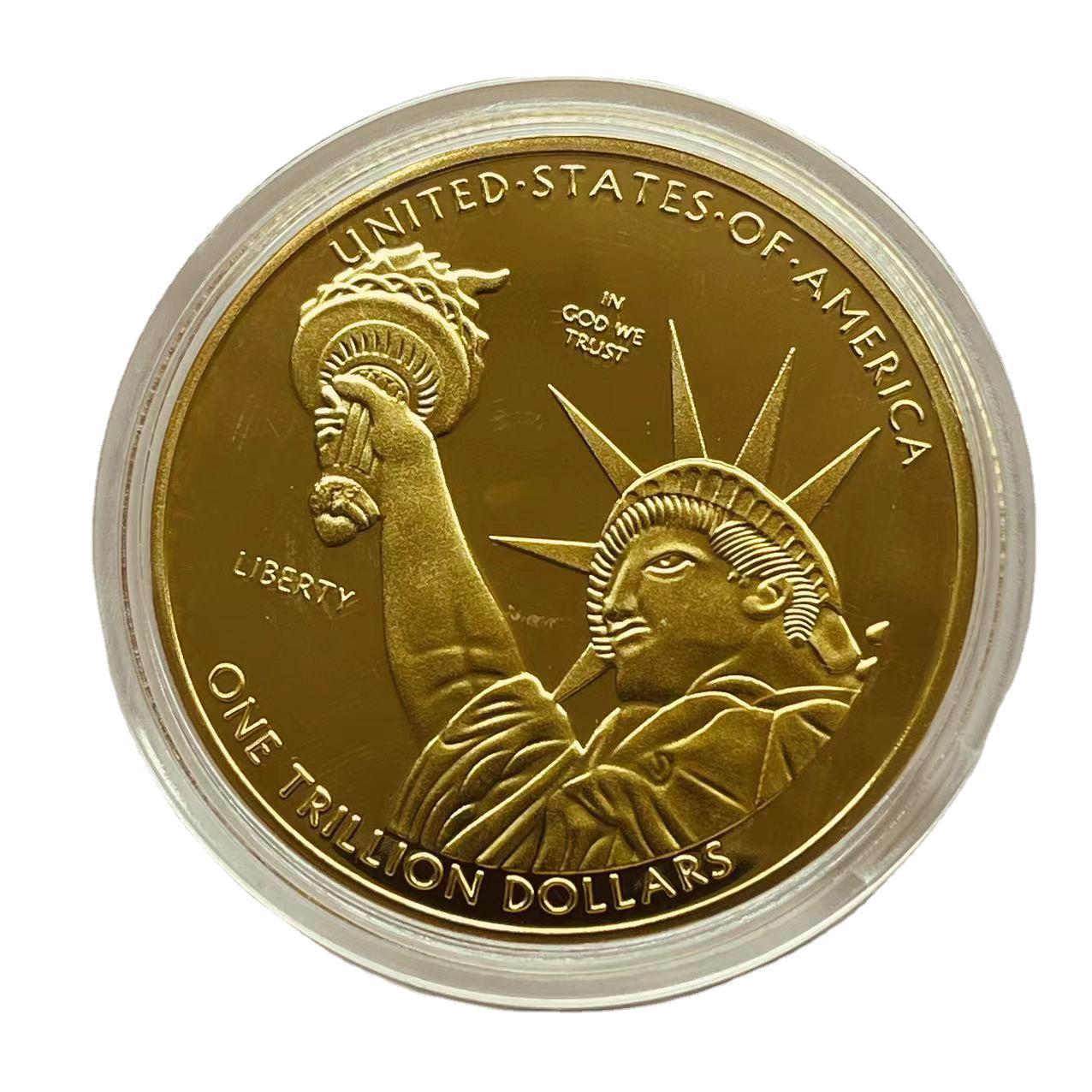 Gold-Plated Die-Struck Badge Featuring The Statue Of Liberty
