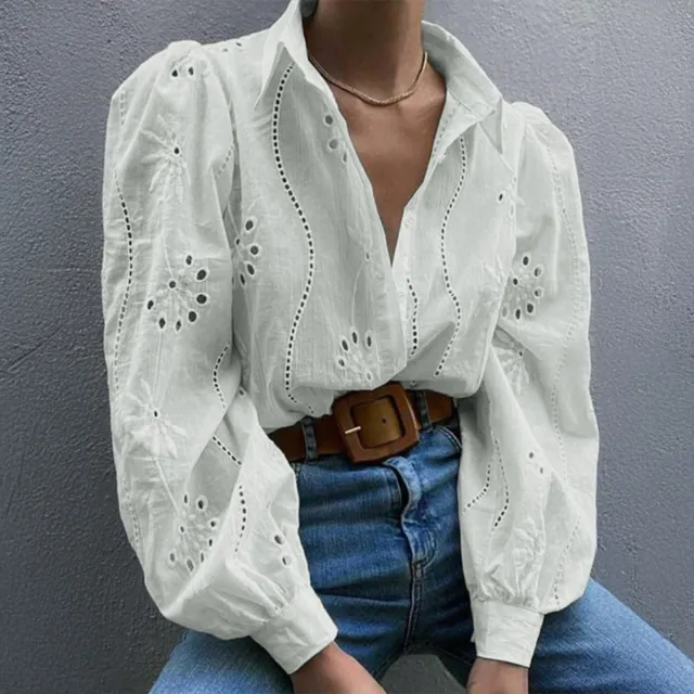 Casual Loose Fashion Hollowed out Puff Sleeve Cardigan Top Women's Clothing Mint Green - Shop at LoveMi