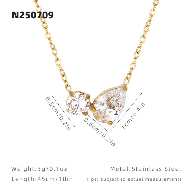 Titanium Steel Zircon Waterdrop Necklace, picture 2 of 2