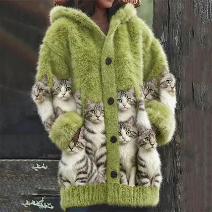 Womens Mid Length Plush Cartoon Hooded Coat Dmcmykl3J08 4Xl - Shop at LoveMi