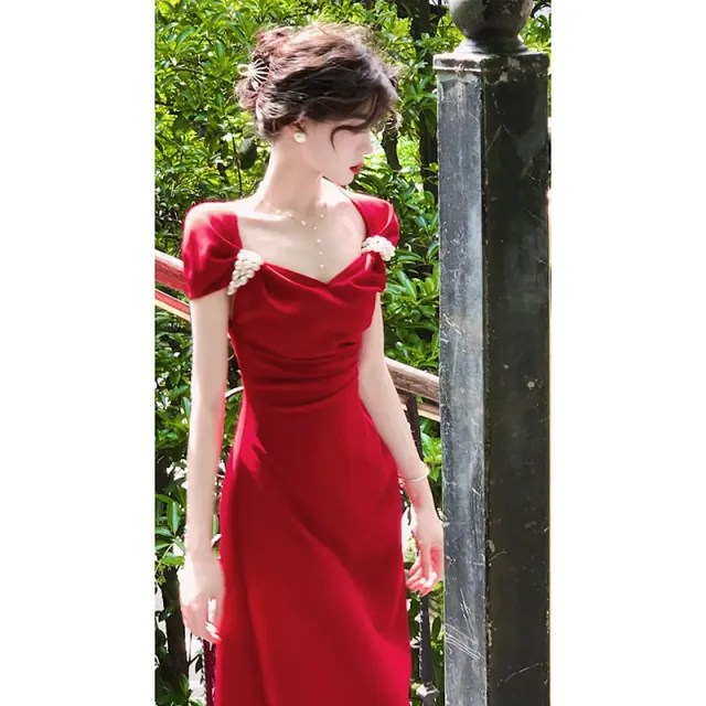 New Wear Clothes Usually Engagement Dress Dress Red Bride Red - Shop at LoveMi