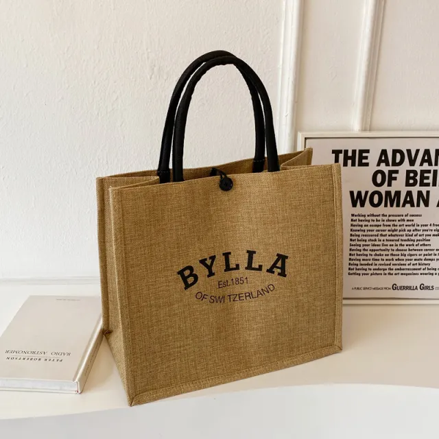 Canvas Bag Female Capacity Linen Handbag Burlap Bylla Large - Shop at LoveMi