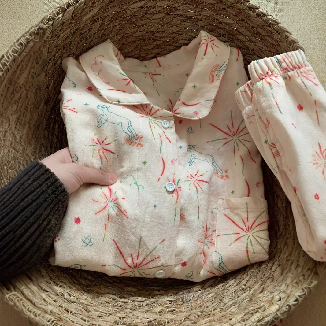 Casual And Comfortable Plus Size Homewear Suit Outer Wear Fireworks Lamb Xl - Shop at LoveMi