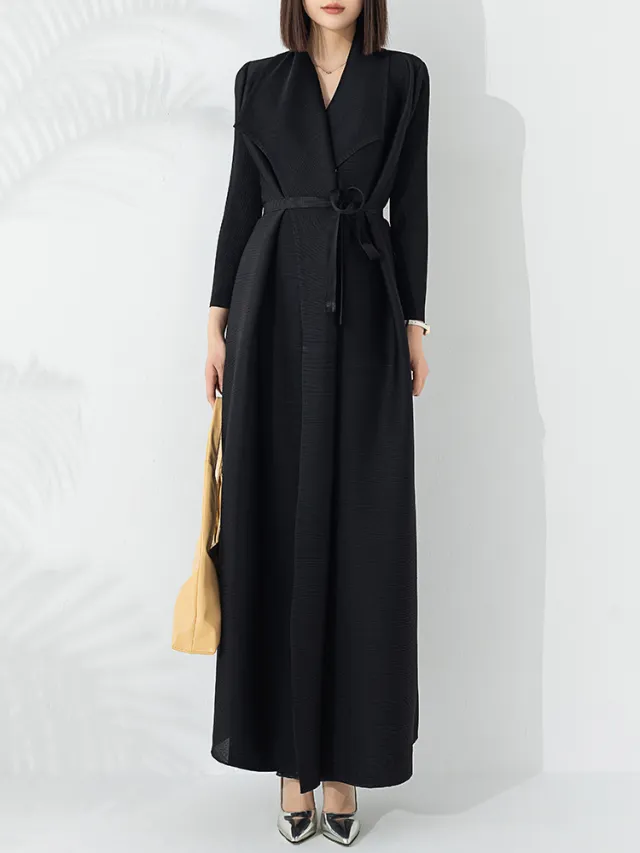 Graceful And Fashionable Long Trench Coat For Women Black - Shop at LoveMi