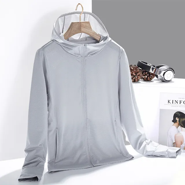 Women's Breathable Solid Color Simple UV Protection Sun Jacket Silver Gray - Shop at LoveMi