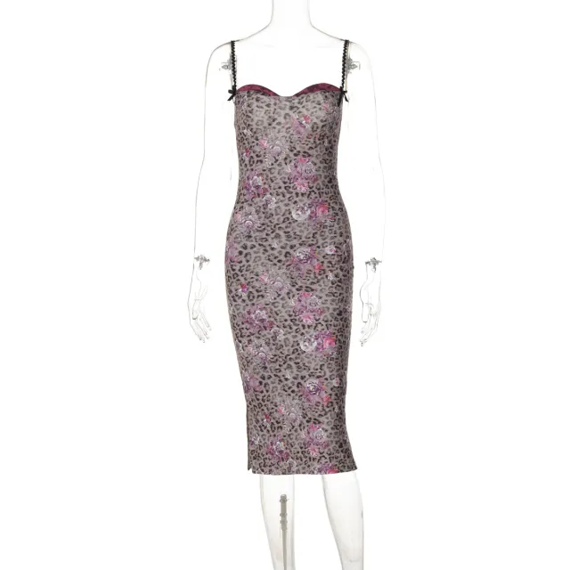 Autumn Fashionable And Sexy Slit Slip Dress Leopard - Shop at LoveMi