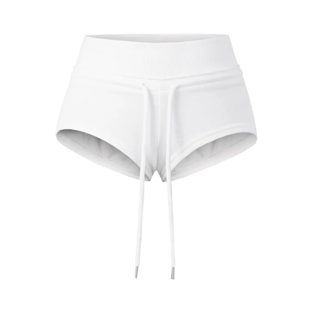 Low Waist Drawstring Shorts Women's Summer Straight A- Line Hot Pants - White