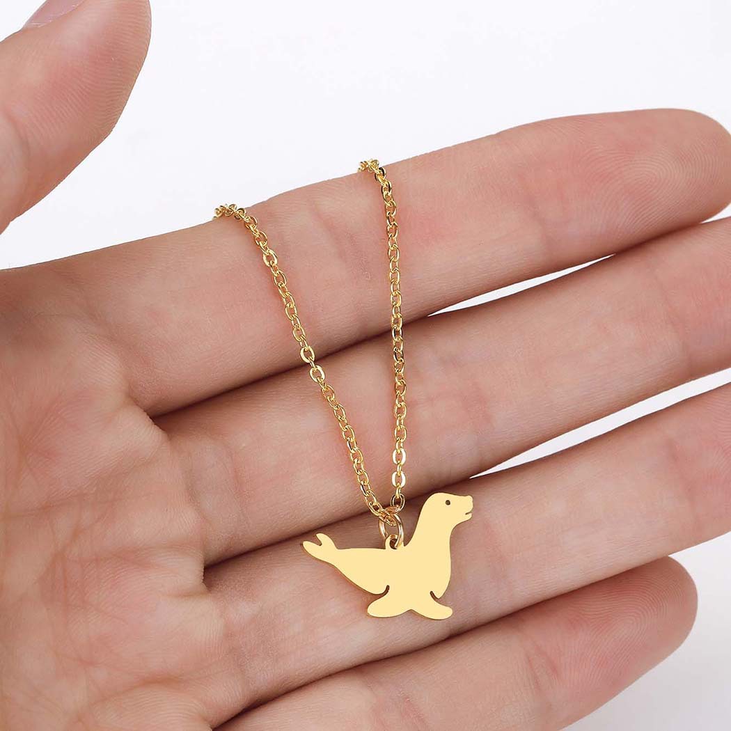 Marine Animal Ornament Female Cute Walrus Sea Lion Pendant Necklace