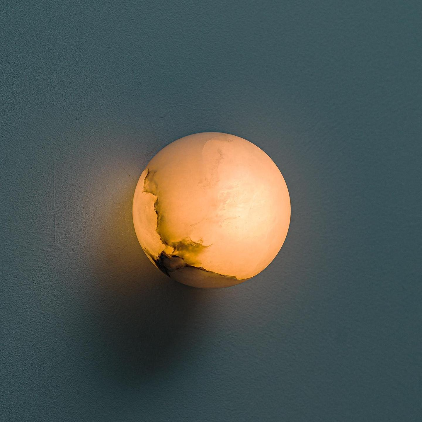 Spanish Onyx Wall Sconc  Round Globe Lamp Vintage Chinese Wabi-Sabi Style