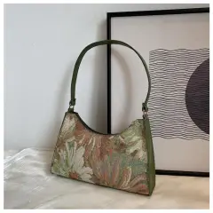 Western Style Popular Oil Painting Fashion Women's Handbag Underarm Bag - Green - View 1
