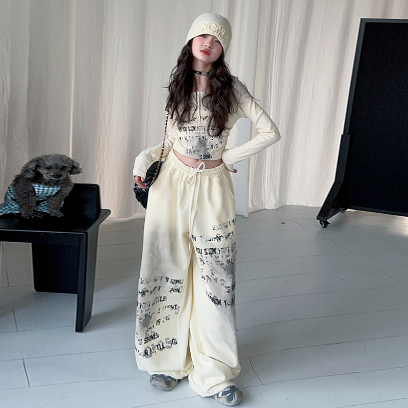 Children's Western Style Spray Dyeing Knitted Two-piece