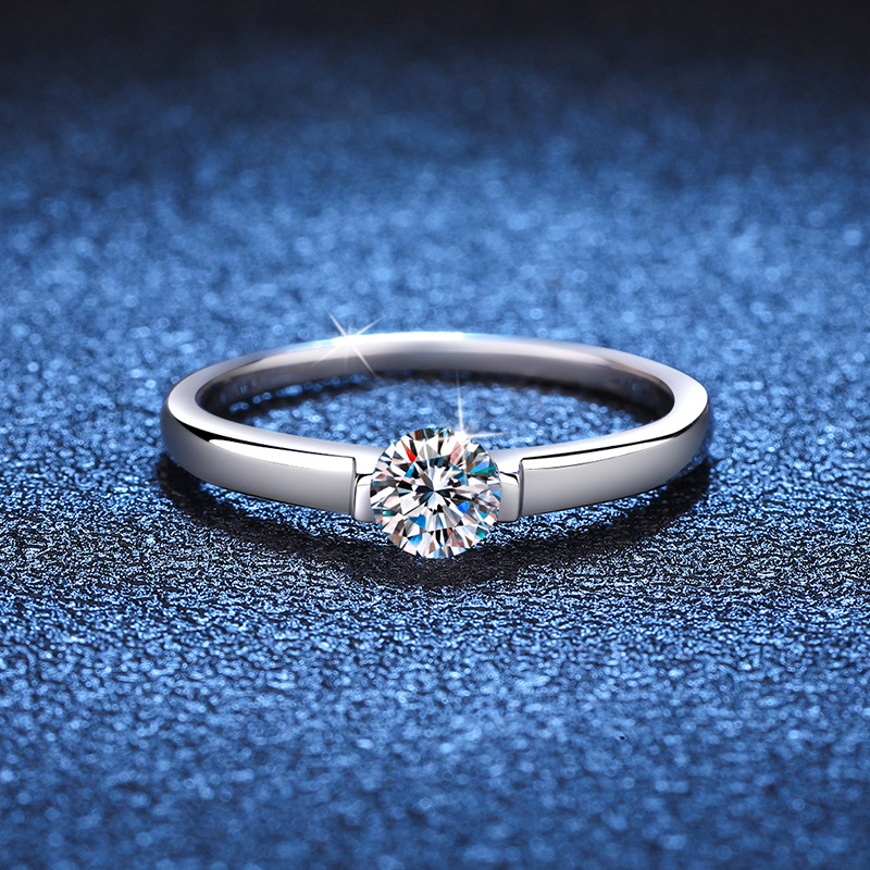 S925 Sterling Silver Moissanite Ring Female Small Waist Across The Star River