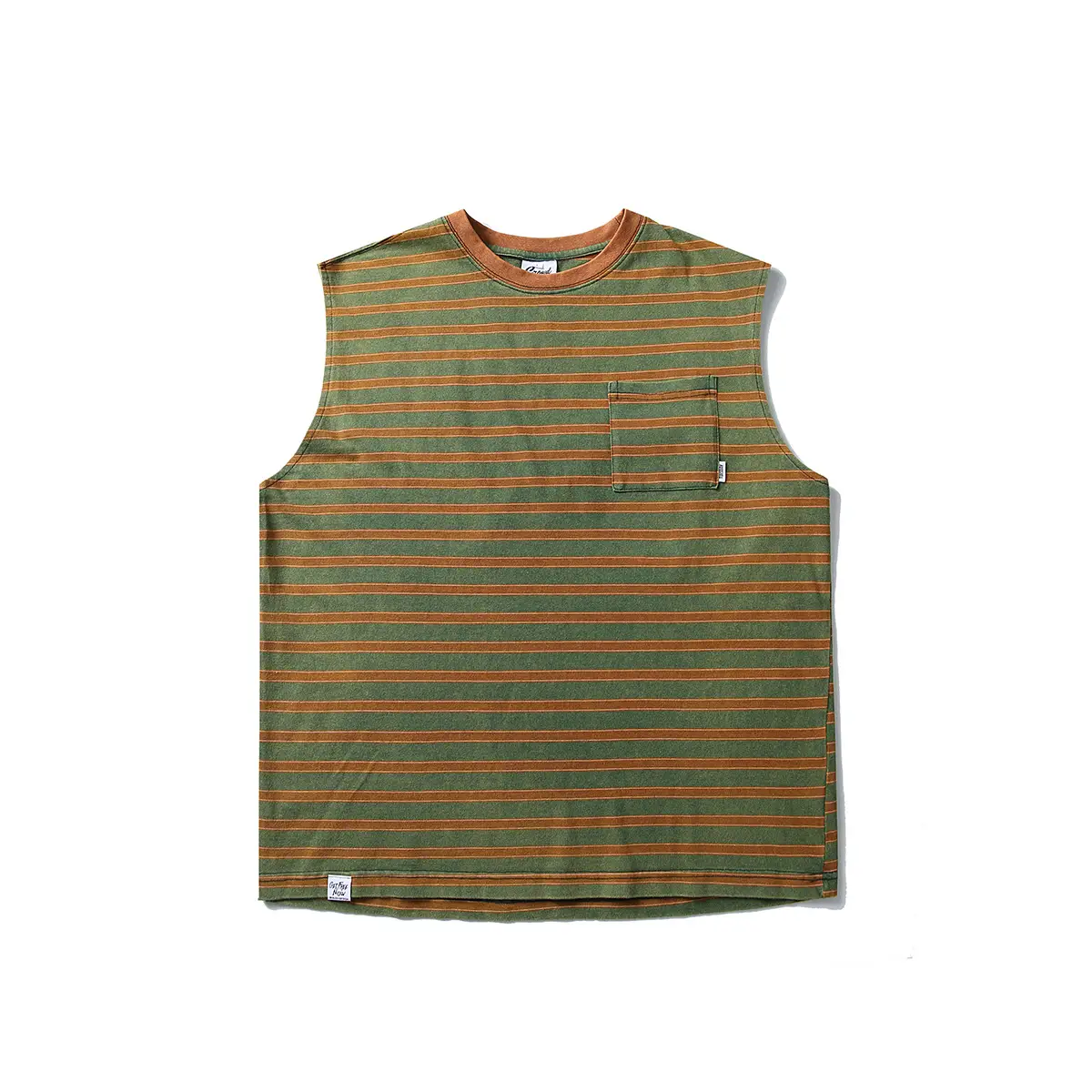 Retro Washed Striped T-shirt Waistcoat Sports Vest