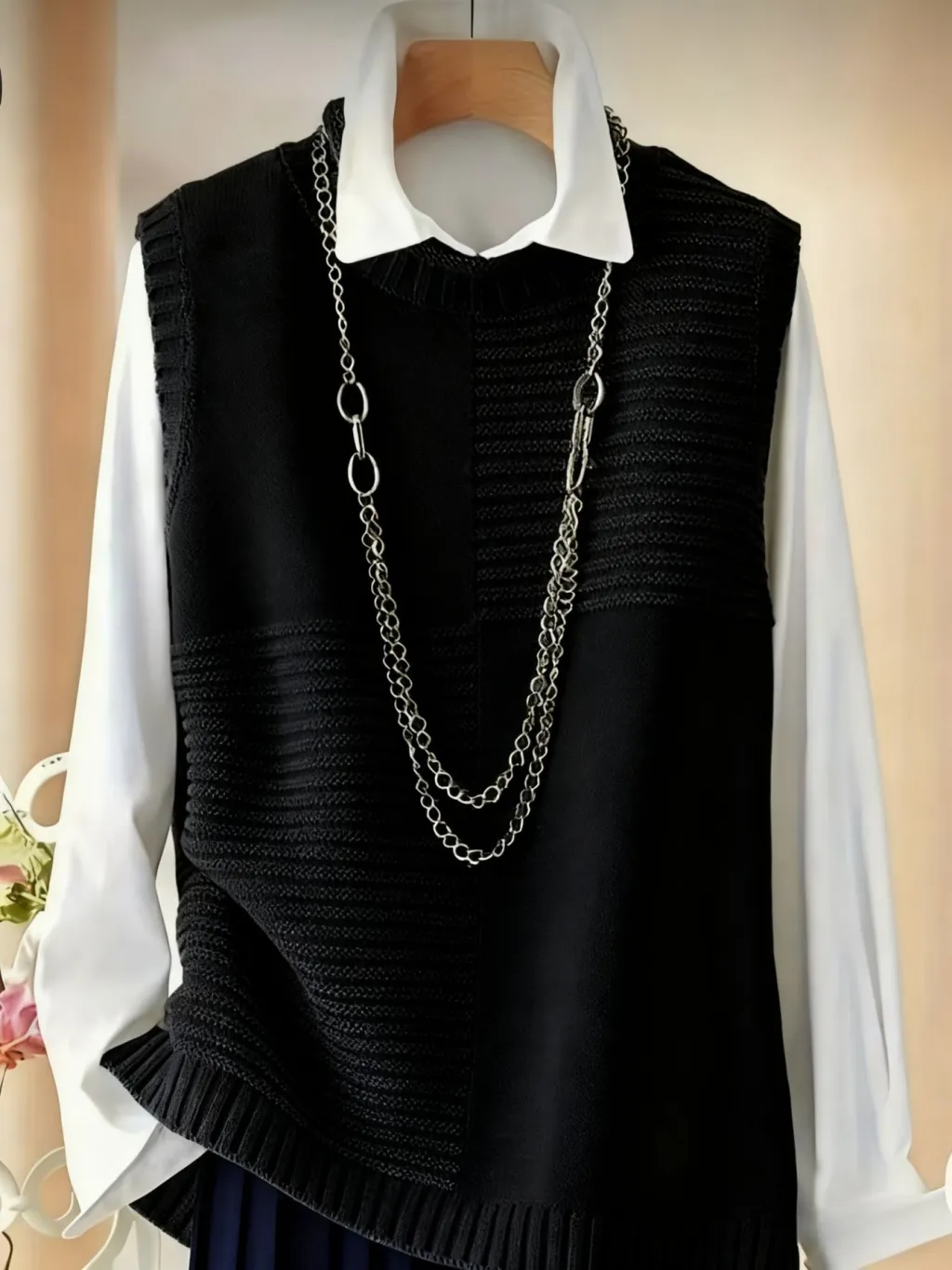 Womens Elegant Sleeveless Knitted Vest Top - Black