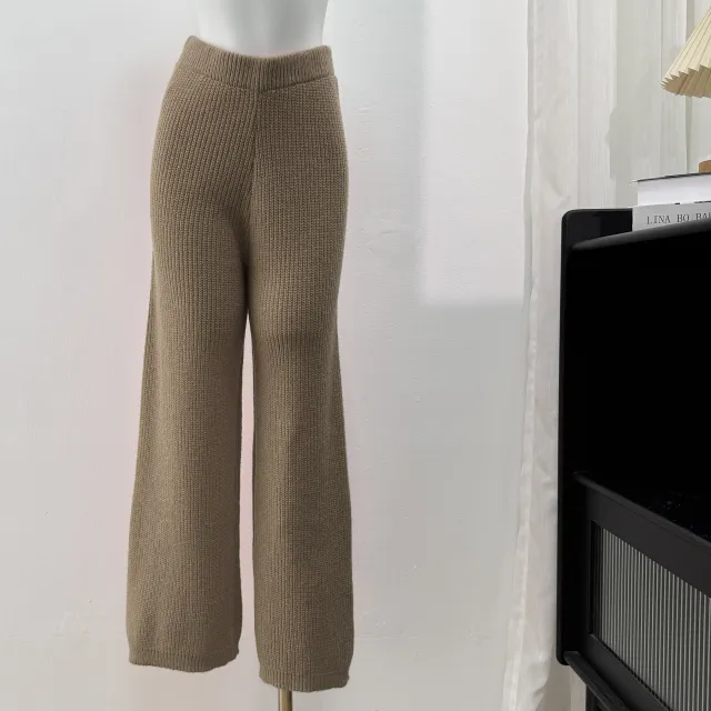 Women's Pants Woven Wool Pants Casual Straight Wide Leg Pants Mid high Waist Trousers Camel Pants - Shop at LoveMi