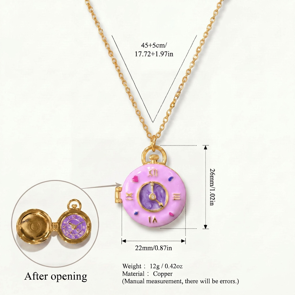 Donut Pocket Watch Necklace For Women 7