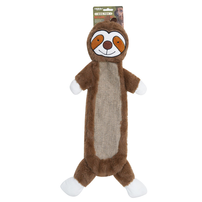 Rabbit Fur Linen Dog Toy Sloth