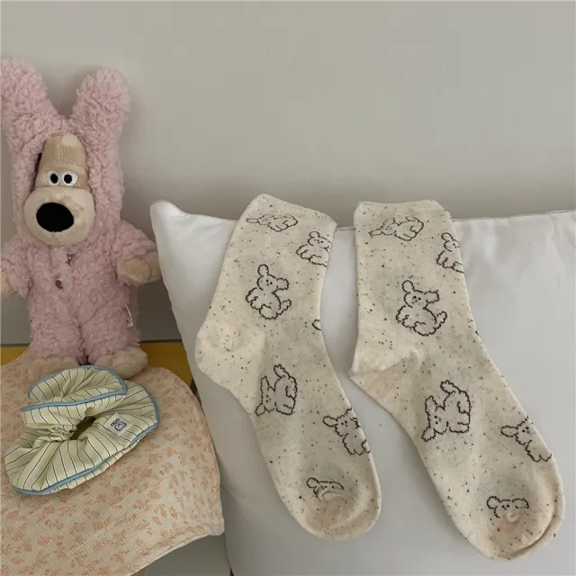 Cloud Dog Cute Girls Mid calf Length Socks Many Puppies · Beige - Shop at LoveMi