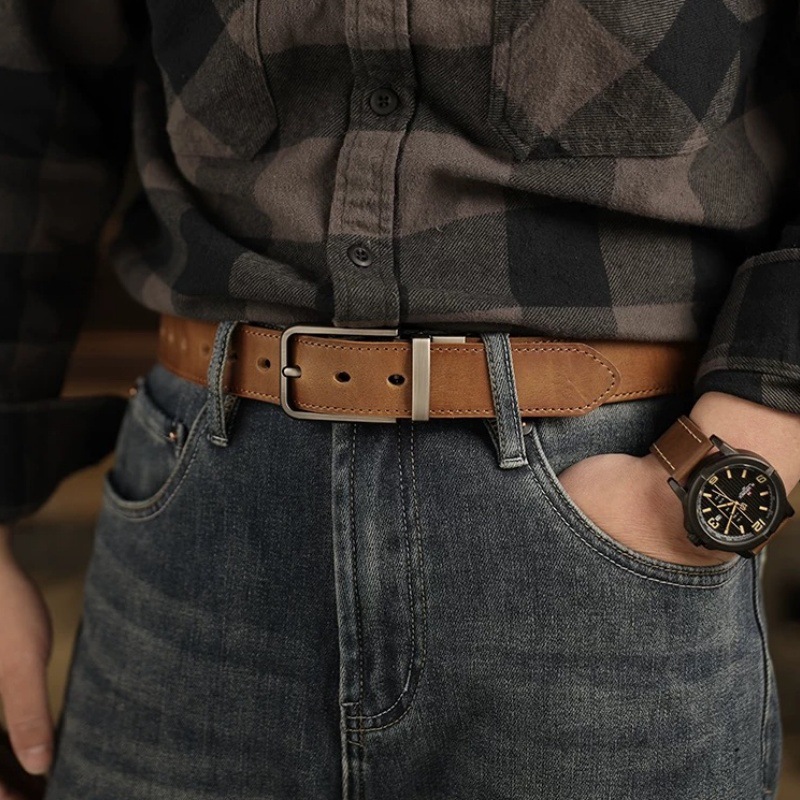 Men's Vintage Genuine Leather Belt With Pin Buckle 18 37382787 c219 4eb9 85b5 0eae7620e41d