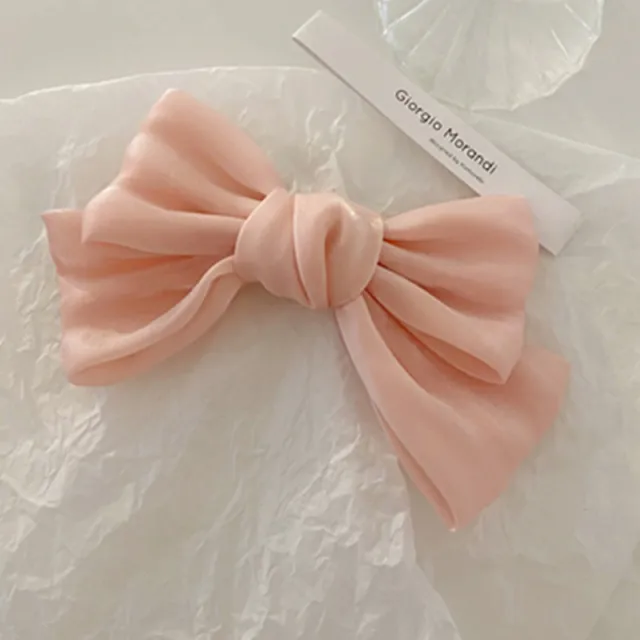 Mermaid French Pearlescent Satin Bow Barrettes Pink - Shop at LoveMi