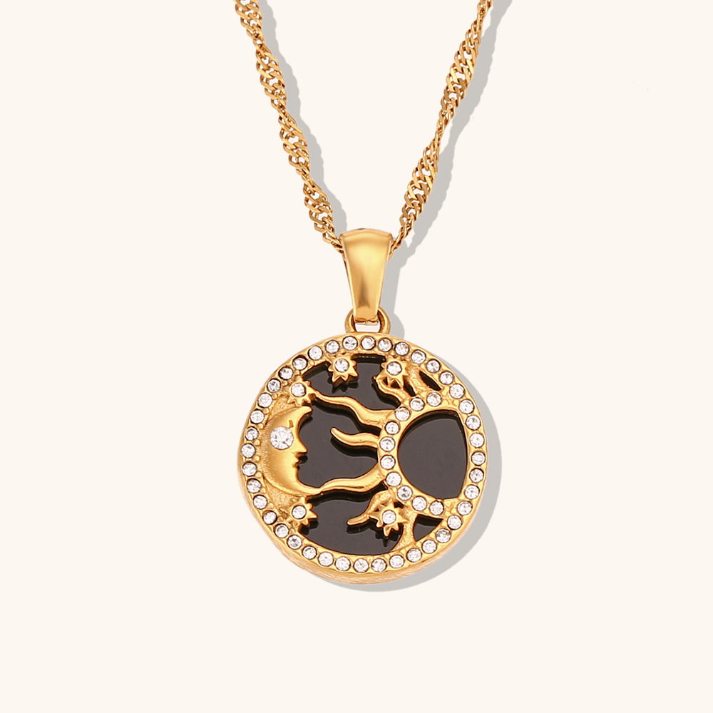 Personalized Simple Round Sun Moon XINGX Shell Coin Necklace
