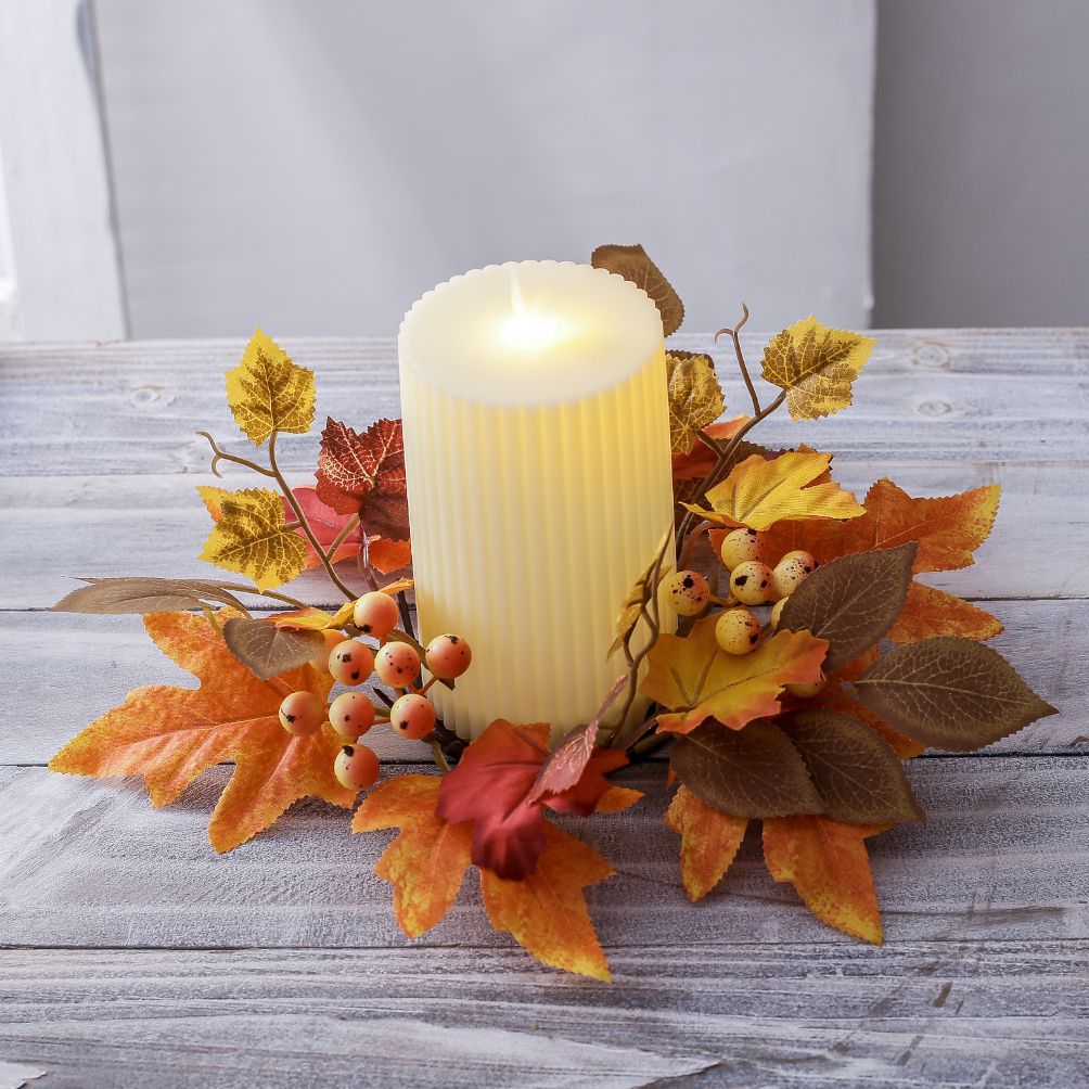 Title 1, Halloween Maple Leaf Candlestick Fruit Candle G...