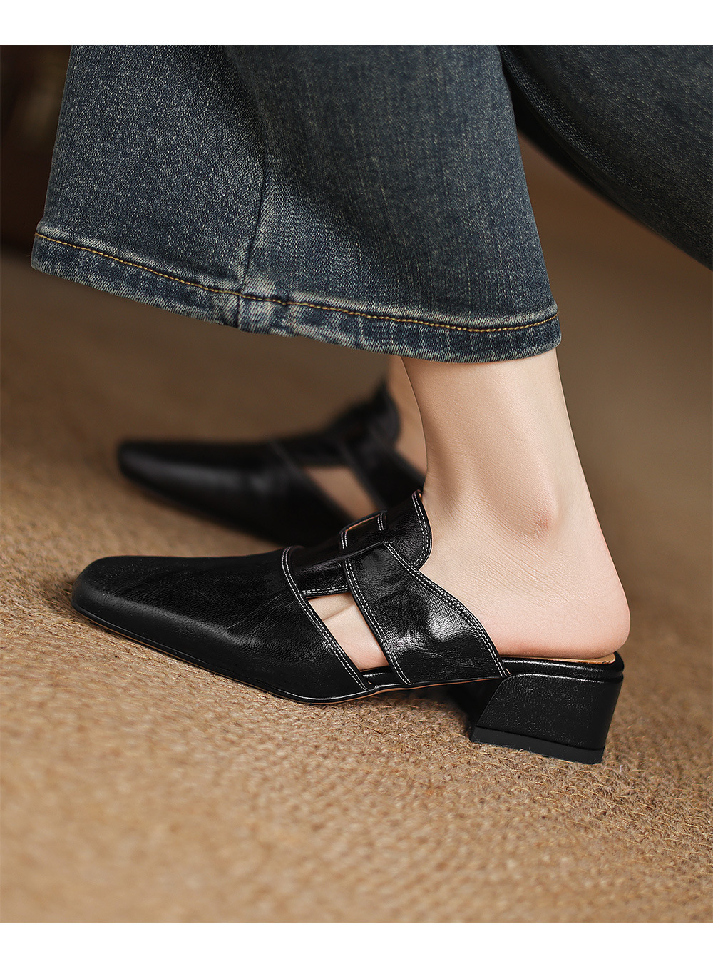 Retro Closed Toe Half Slippers