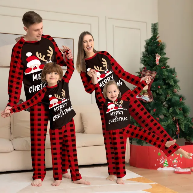 Cute Letters Printed Christmas Parent child Suit Black - Shop at LoveMi