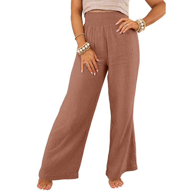 Slim-fit Slimming Solid Color Casual Trousers - Pink