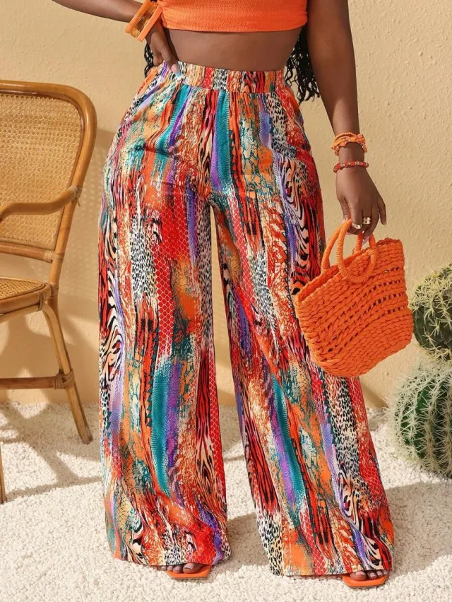 Colorful Pattern Trousers Loose Breathable Women's Trousers 4Color - Shop at LoveMi