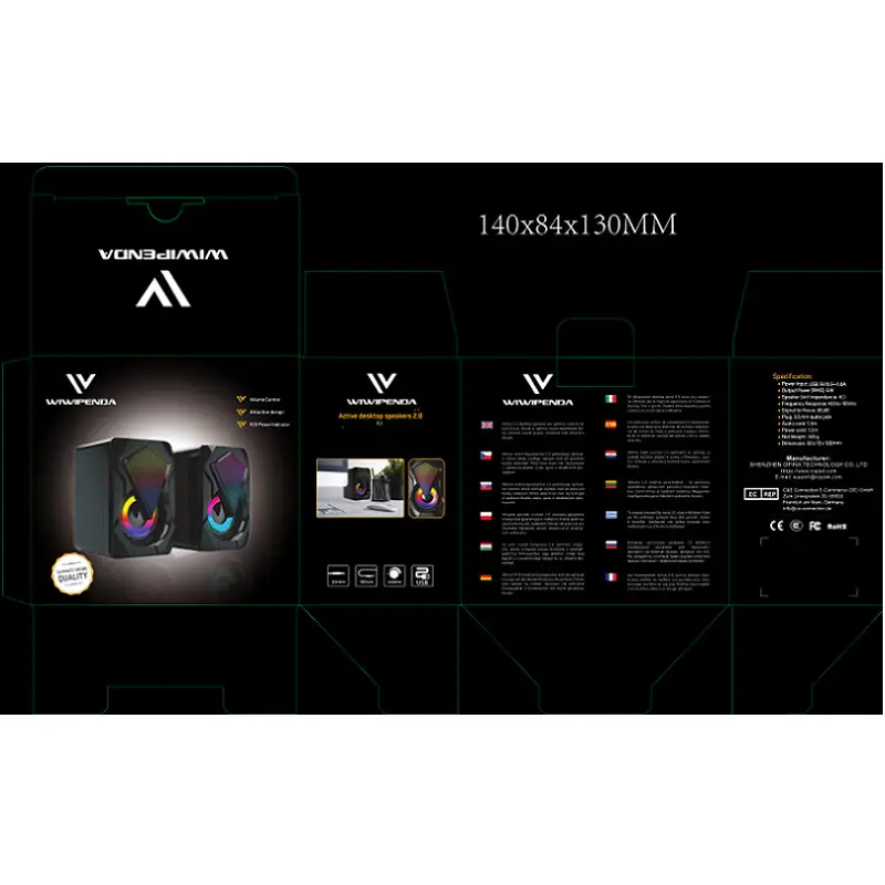 Multimedia Desktop Computer Audio Household Desk Mini RGB Colorful Wired Extra Bass