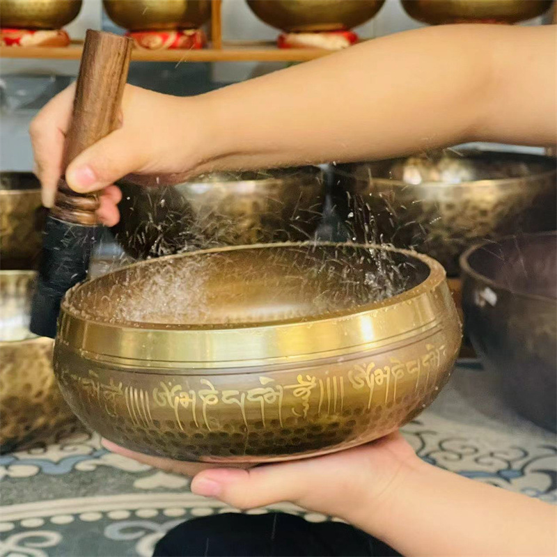 Buddhist Copper Singing Bowl with Leather Wooden Mallet - Various Sizes