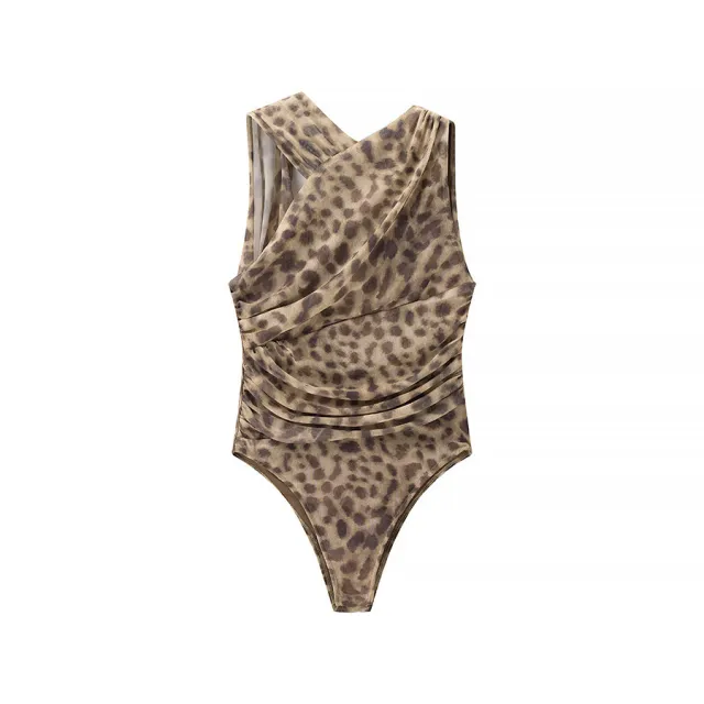 New Asymmetrical Pleated Women's Cross Jumpsuit Khaki - Shop at LoveMi