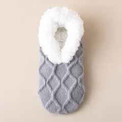 Winter Warm Short Cotton Slipper Socks Unisex Thicken Thermal Plush Home Floor Sock Soft Non-slip Grip Fuzzy Floor Fluffy Socks - Dark Grey - View 1